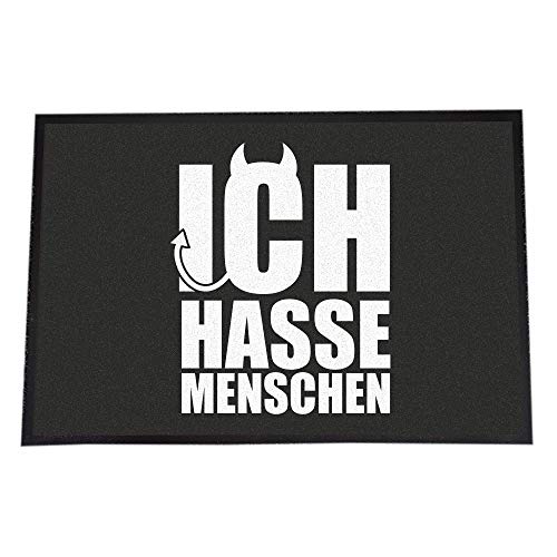 4you Design Fußmatte Ich Hasse Menschen 40x60cm - Türmatte mit lustigem Spruch – Geschenk zu Weihnachten für Männer & Frauen – Geschenkidee zum Einzug – Waschbar – rutschhemmend - schwarz von 4youDesign