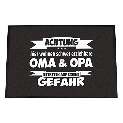 4youDesign Fußmatte -Schwer erziehbare Oma & Opa - Betreten auf eigene Gefahr, 40 x 60 cm- rutschfeste Schmutzfangmatte - klein & groß (Oma & Opa, 40 x 60 cm) von 4youDesign