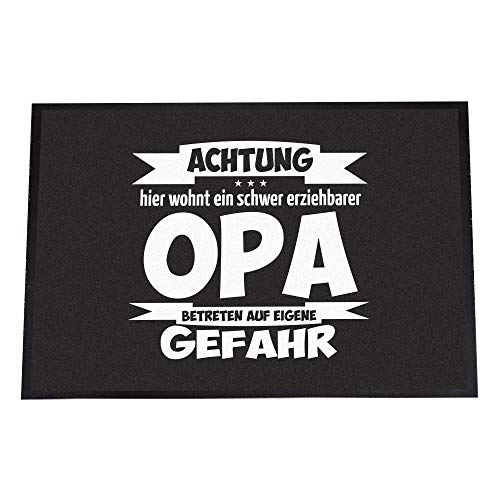 4youDesign Fußmatte -Schwer erziehbarer Opa - Betreten auf eigene Gefahr, 40 x 60 cm- rutschfeste Schmutzfangmatte - klein & groß (Opa, 40 x 60 cm) von 4youDesign