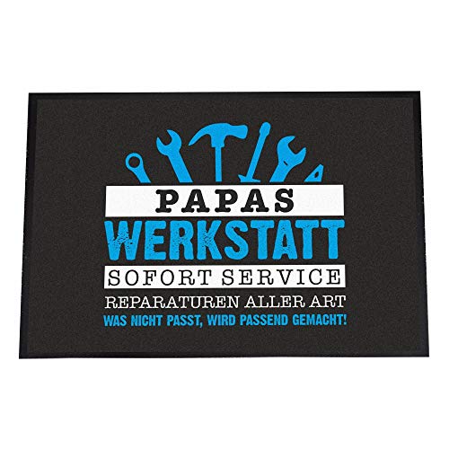 4youDesign Fußmatte zum Vatertag -Papas Werkstatt- 40x60 cm - Geschenkidee zum Vatertag & Geburtstag für den Vater, Geschenk für Männer (Papa, 40 x 60 cm) von 4youDesign