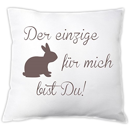 4you Design Kissen Der einzige Hase für Mich bist DU!, Dekokissen, Zierkissen, Geschenk zum Valentinstag, zu Ostern, Ostergeschenk, Geschenkidee, Valentinstagsgeschenk (grau) von 4you Design