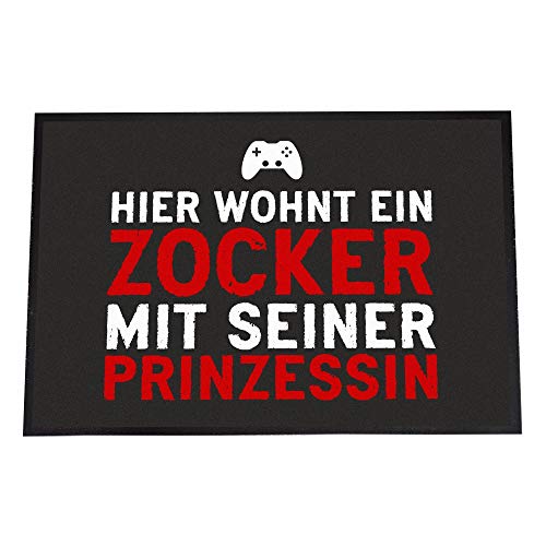 4youDesign Lustige Fußmatte -Hier wohnt EIN ZOCKER mit Seiner Prinzessin, 40x60- rutschfest, für innen (Hier wohnt EIN ZOCKER mit Seiner Prinzessin, 40 x 60 cm) von 4youDesign