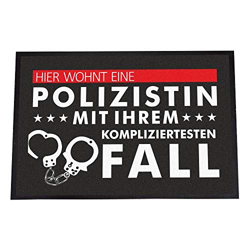 4youDesign Lustige Fußmatte -Hier wohnt eine Polizistin, 40 x 60- rutschfest, für innen (Hier wohnt eine Polizistin mit Ihrem kompliziertestem Fall, 40 x 60 cm) von 4youDesign