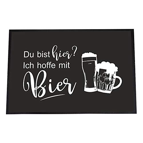 4youDesign Lustige Party-Fußmatte -Du bist Hier - Ich hoffe mit Bier, 40x60- für innen & außen, rutschfest (Du bist Hier? Ich hoffe mit Bier!, 40 x 60 cm) von 4youDesign