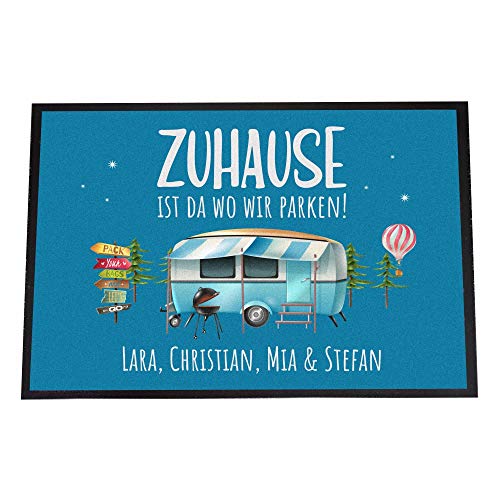 4youDesign Personalisierte Fußmatte -Zuhause ist da wo wir parken, 40 x 60- mit Namen – rutschfest, für innen (Zuhause ist da wo wir parken, 40 x 60 cm) von 4youDesign