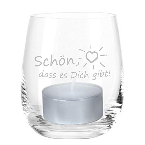 Windlicht Schön, DASS es Dich gibt, Windlicht mit Spruch und Geschenkebox, Teelichtleuchter, Glaswindlicht, Geschenkidee, (Glas) von 4you design