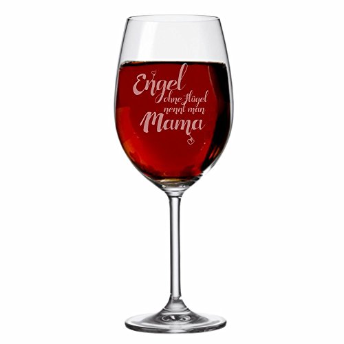 LEONARDO XXL Weinglas -Engel ohne Flügel nennt man Mama- 630 ml mit Gravur, Geschenkidee zum Muttertag & Geburtstag für Frauen von 4you design