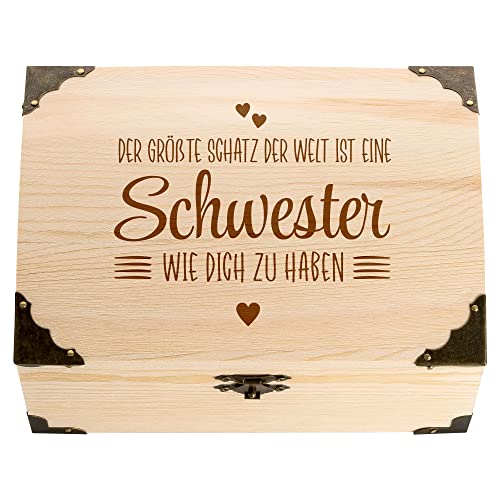 4youDesign Schatztruhe mit Gravur – Der größte Schatz der Welt – Schwester – Geldgeschenk – Erinnerungsbox – Geschenkidee für Geburtstage, Weihnachten (Schwester) von 4youDesign