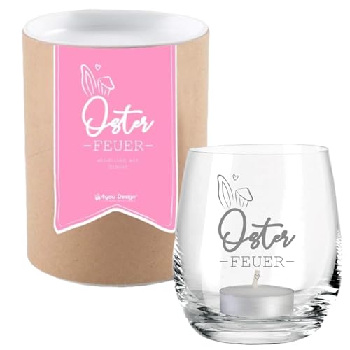 4you Design Windlicht Osterfeuer to go mit Geschenkbox, Geschenkidee zu Ostern, Ostergeschenk Erwachsene, Eltern, Oma oder Kollegen, Teelichthalter Mitbringsel zu Ostern von 4you Design