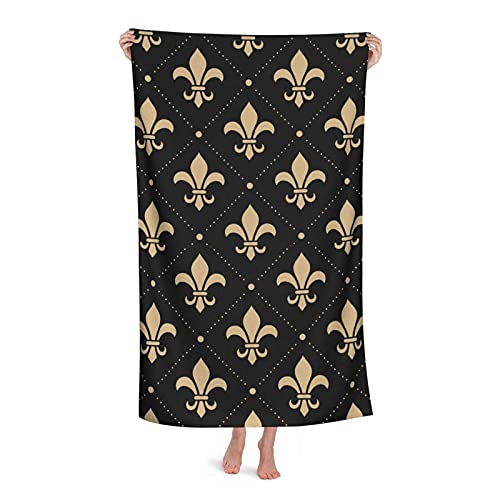 501 Badetuch 80x130cm, Schwarze Fleur De Lis Badehandtuch Männer Pool Badetuch Ultraleichtes Camping Handtuch, Für Reise, Yoga, Strand von 501