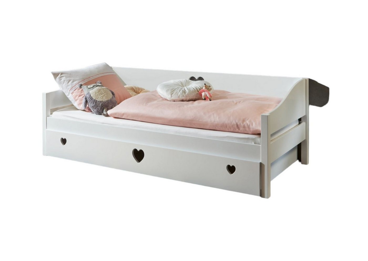 58 aufm Kessel Bettgestell Einzelbett Gillian 205x95x90 Kinderbett Massivholz/MDF Weiß lackiert (inkl. Versand), Seniorenbett Gästebett Jugendbett Liegefläche 90x200 stabil hochwertig von 58 aufm Kessel