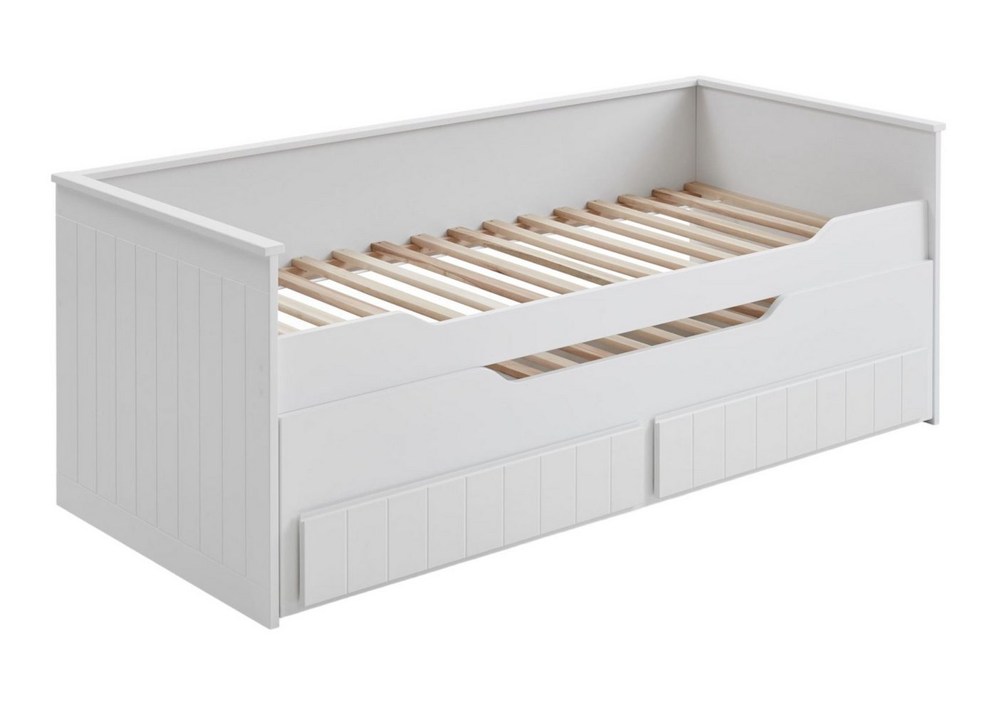 58 aufm Kessel Bettgestell Funktionsbett Gilemette 205x95x90 Hochbett MDF Weiß lackiert (inkl. Versand), Kinderbett Jugendbett Gästebett Liegefläche 2x 90x200 mit Schubladen von 58 aufm Kessel