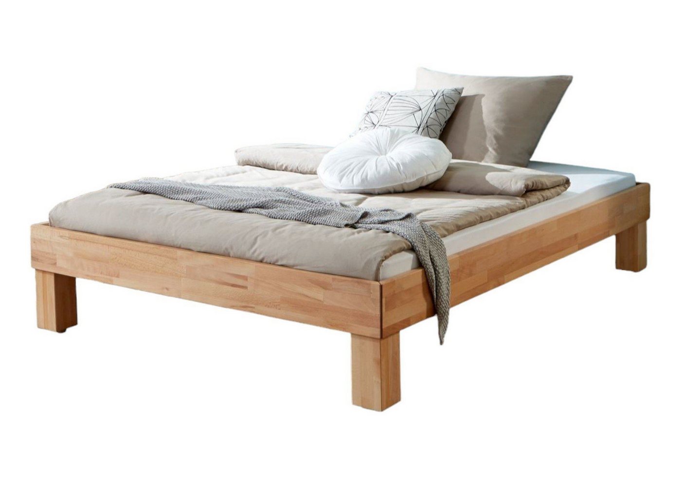 58 aufm Kessel Bettgestell Massivholzbett Girte Futonbett Massivholz stabverleimt Kernbuche geölt (inkl. Versand), Einzelbett Liegefläche 100x200 Designerbett schön,stabil und praktisch von 58 aufm Kessel