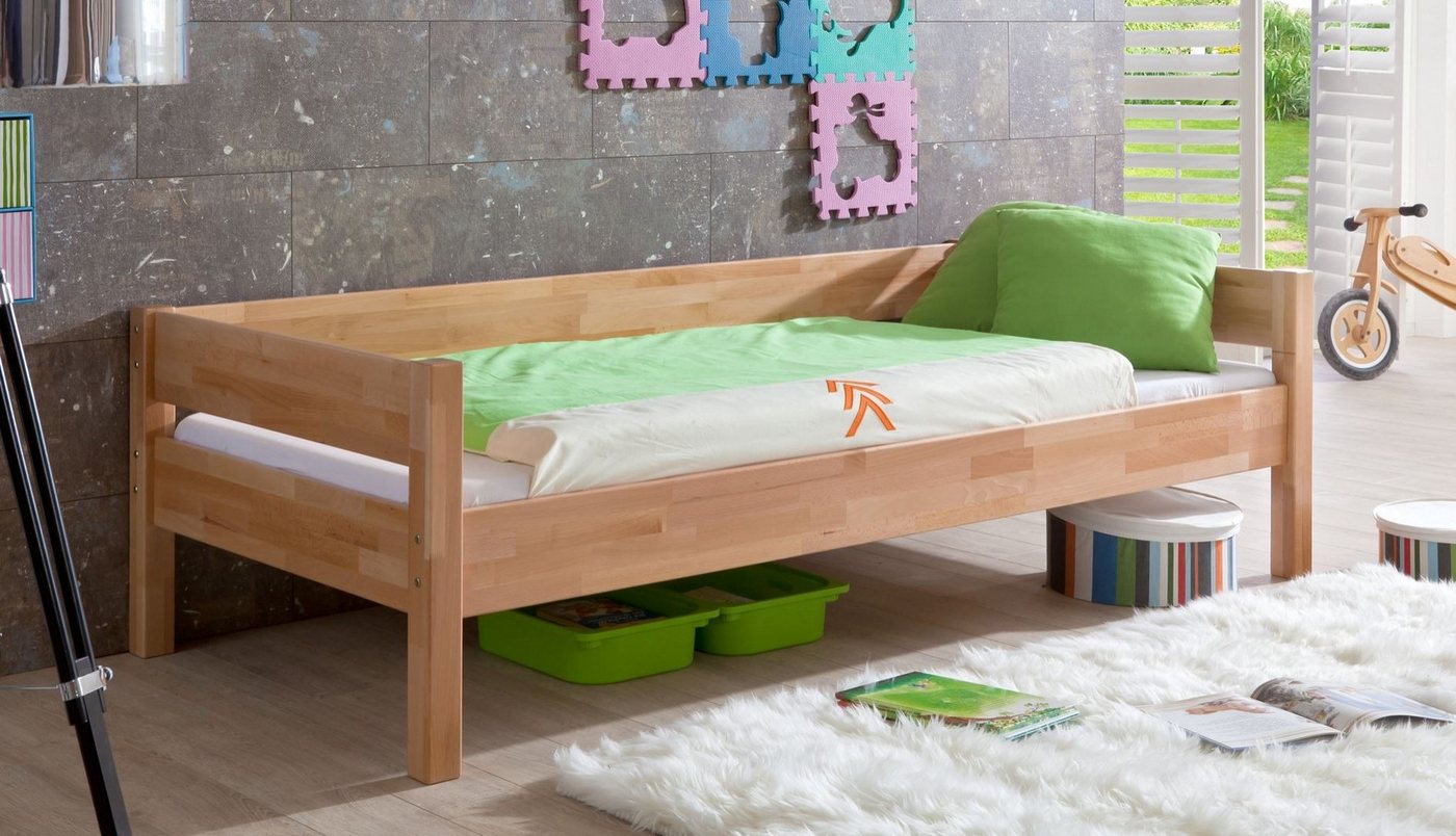 58 aufm Kessel Bettgestell Seniorenbett Gerhadine 208x98x63 Kinderbett Massivholz Buche lackiert (inkl. Versand), Einzelbett Jugendbett Gästebett Liegefläche 90x200 Stabil hochwertig von 58 aufm Kessel