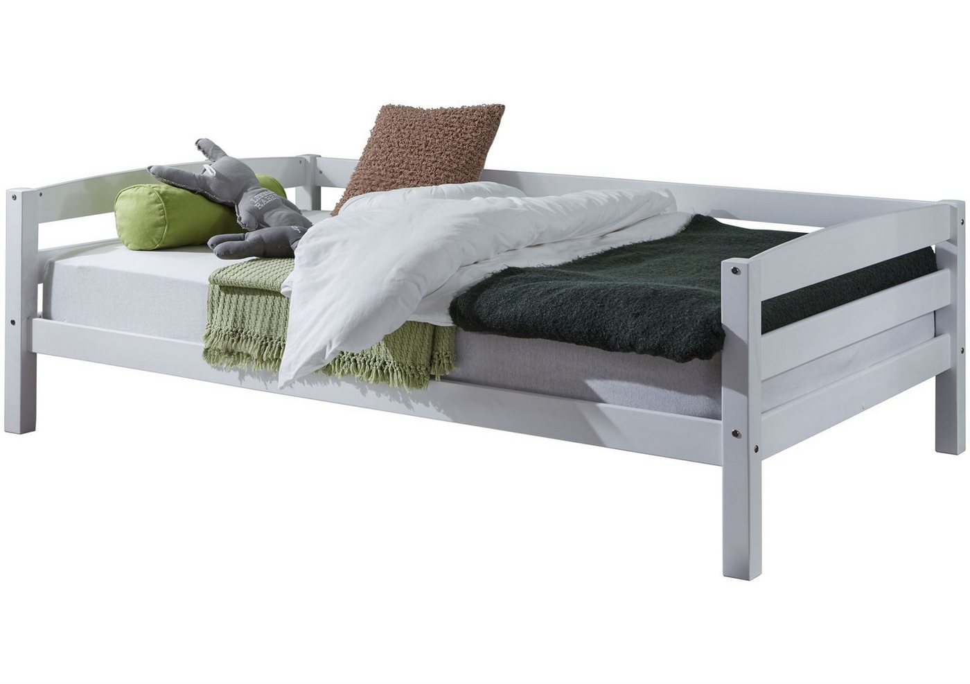 58 aufm Kessel Bettgestell Seniorenbett Gislinde 208x98x63 Einzelbett Massivholz Weiß lackiert (inkl. Versand), Kinderbett Jugendbett Gästebett Liegefläche 90x200 Stabil hochwertig von 58 aufm Kessel