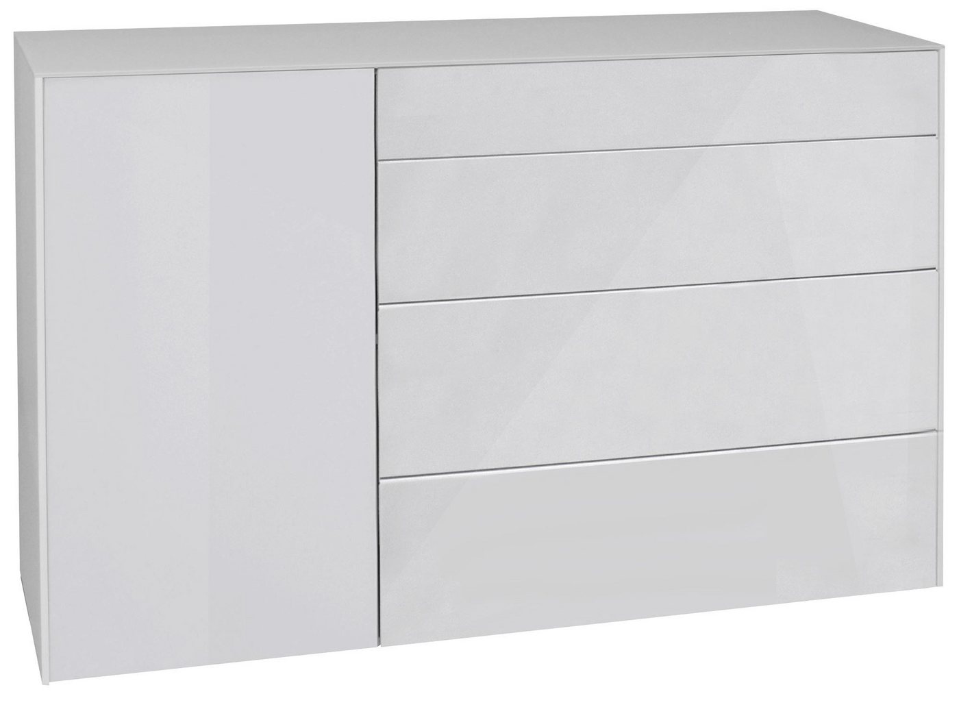 58 aufm Kessel Kommode Hochglanz Elfi moderne Schubkastenkommode Kreidegrau/Glas Kreidegrau (inkl. Premiumversand, 1 St), Design Kommode mit Schubladen Schubkästen mit Glas und Push to Open von 58 aufm Kessel