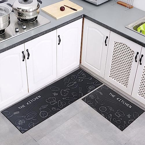 7VSTOHS Küchenteppich Set 2 Stück rutschfeste Küchenmatte, Waschbare Küchenmatten und Teppiche Set, für Flur Läufer, Esszimmer, Eingang und Türmatte Set, 50x80 + 50x150 cm von 7VSTOHS