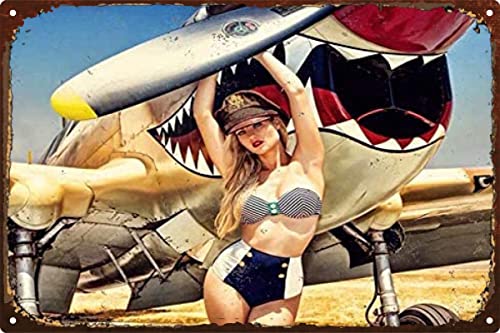 Blechschild Lustiges Deko Blechschild Nostalgic Art Dekoschild Für Garage Wohnzimmer Bar Militärisches Thema, Pin-Up-Mädchen, Flugzeug, Sexy Dame 30x40cm Blechschild Lustiges Deko Blechschild Nostalgic Art Dekoschild Für Garage Wohnzimmer Bar Militärisches Thema, Pin-Up-Mädchen, Flugzeug, Sexy Dame 30x40cm von 831