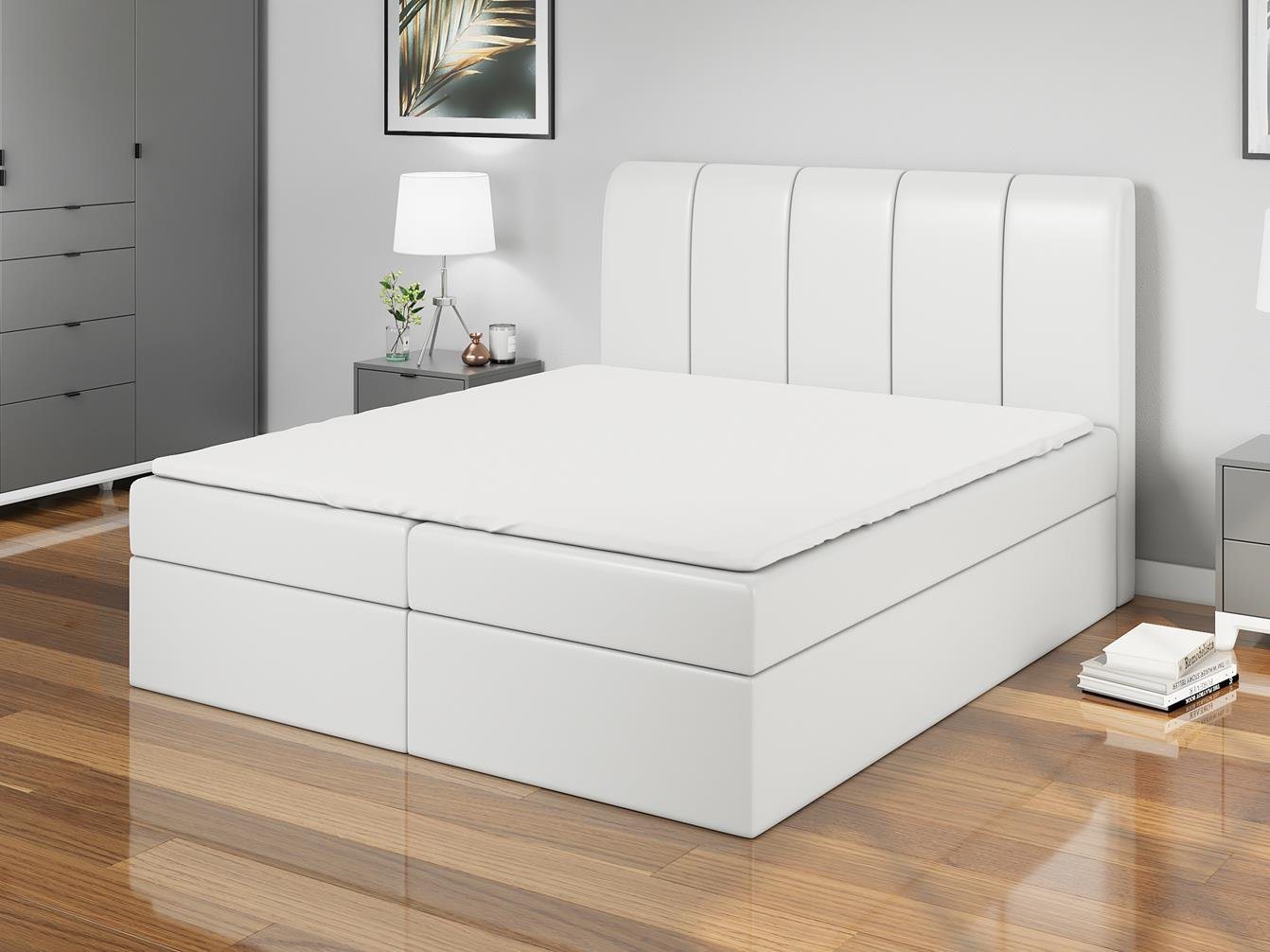 A&J MöbelLand GmbH Boxspringbett KALF mit 2 Bettkästen, Bonell-Matratze und Topper.  von A&J MöbelLand GmbH