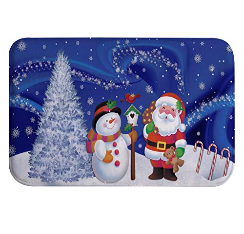 A.Monamour Badematten Badteppiche Badvorleger Niedlichen Cartoon Schneemann Santa Claus Kiefer Weihnachtsfeiertagsdekoration Flanell Türmatte Runner Teppiche Matte Für Badezimmer Bad Küche 40x120cm von A.Monamour