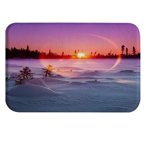 A.Monamour Badematten Badteppiche Badvorleger Winter Sonnenuntergang Weißen Schnee Berg Wald Natur Landschaft Abgebildet Flanell Türmatte Runner Teppiche Matte Für Badezimmer Bad Küche 40x120cm von A.Monamour