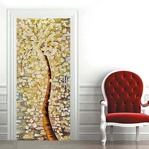 A.Monamour Türtapete Selbstklebend Türfolie Türposter 3D Aquarell Blumen Baum Vinyl Folie Türdeko Tapete Wandbild Türaufkleber Türtattoo 85 x 200 cm von A.Monamour