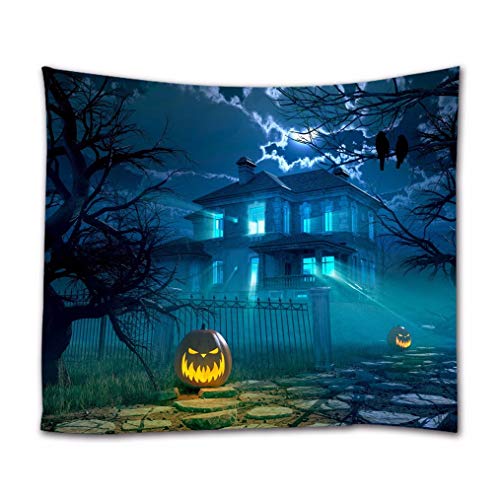 A.Monamour Wanddekor Wandbild Vorhang Wandteppiche Scary Hausgarten Halloween Kürbis Urlaub Partei Hintergrund Kunst Dekore Drucken Stoff Wand Tapisserie Wandbehänge Kunst Dekore 180x230cm von A.Monamour