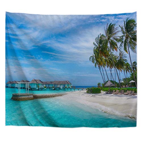 A.Monamour Wanddekor Wandteppiche Sommer Urlaub Strand Meer Blauen Himmel Palmen Tropischen Natur Landschaft Bild Druck Stoff Wand Tapisserie Wandbehänge Dekore Vorhänge Für Wohnaccessoires 180x230cm von A.Monamour