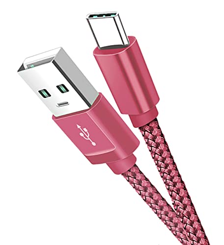 USB-C-Kabel, Typ-C-Kabel, 3 m, Schnellladekabel, geflochtenes USB-C-Ladekabel für Samsung Galaxy S10, S9, S8, A40, A50, A70, A20e, S20, Fe Plus, A90, Huawei P30, P20, Sony, Tablet, MacBook, Roségold von AA-TECH