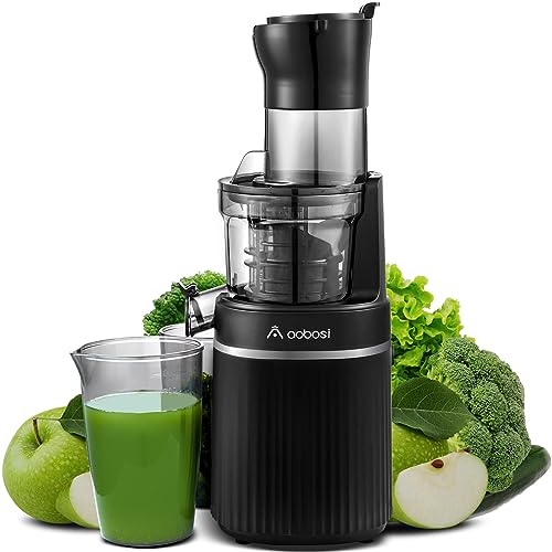 AOBOSI 200W Slow Juicer, Entsafter mit Rückwärts Funktion und zwei Filtergrößen. entsafter gemüse und obst testsieger, multifunktionale entsafter gemüse und obst mit Smart Chip. Obstpresse-Schwarz. von AAOBOSI