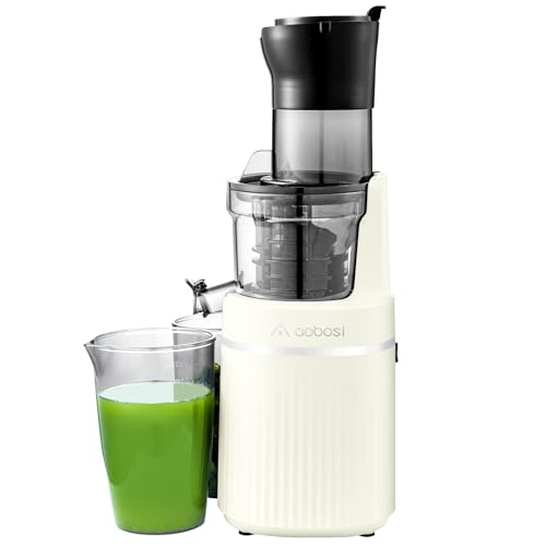 Entsafter AOBOSI-slow juicer mit Rückwärts-Kau-Funktion-Entsafter gemüse und obst mit Bürste und 2 Tassen- Multifunktions obstpresse-elektrische Fruchtpresse. (80 MM,Gelb) von AAOBOSI