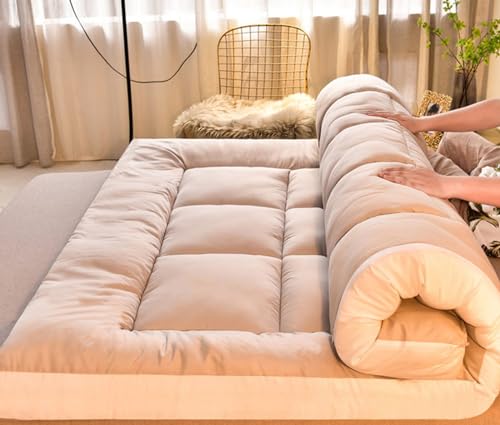 AAOCLO Japanische Tatami-Matratzen, Futon-Bodenmatratze, aufrollbares dickes Schlafbett, tragbare Camping-Matratze, Bodenliege, Couch, Bett, Matratzenauflage (Größe: 120 x 200 cm, Farbe: Grün) von AAOCLO