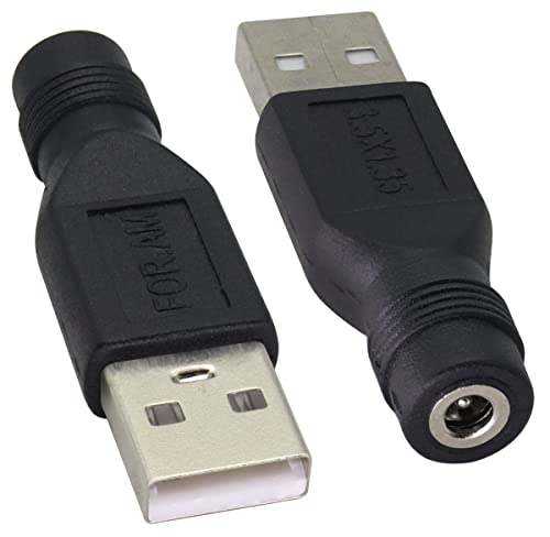 AAOTOKK(2Stücke USB Gleichstrom Netzadapter5V USB 2.0 A Buchse Gleichstrom 3.5×1,35mm Buchse Gleichstrom Gleichstrom Netzanschluss für 5V Gleichstrom oder USB Ladegerät (DC 3.5×1.35 mm) von AAOTOKK