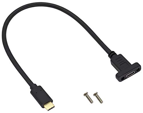 AAOTOKK USB C 3.1 10Gbps Männlich auf USB C Weiblich Schraubkabel zur Panelmontage zum Laden,Daten,Audio,Videokabel für Laptop,Tablet,Telefon (0.3M/1Fuß) von AAOTOKK