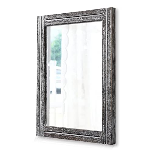 AAZZKANG Rustikaler Spiegel groß 65 x45 cm Holzrahmen, Wandspiegel, rechteckig, für Schlafzimmer, Badezimmer, Bauernhaus, Kosmetikspiegel von AAZZKANG