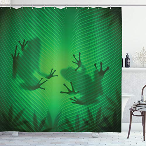 ABAKUHAUS Grün Duschvorhang, Tropic Banana Baum Blatt, Stoffliches Gewebe Badezimmerdekorationsset mit Haken, 175 x 220 cm, Grün von ABAKUHAUS