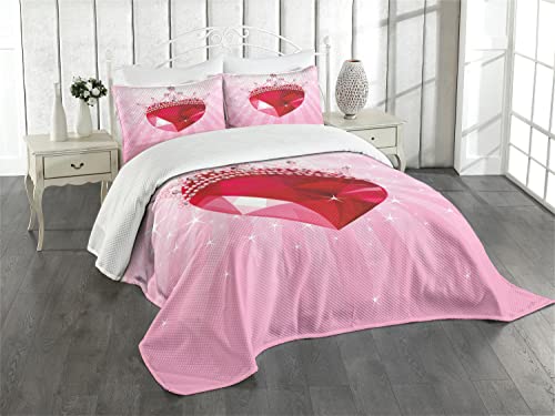 ABAKUHAUS Königin Tagesdecke Set, Rote Herz-Kronen-Mädchen, Set mit Kissenbezügen Waschbar, für Einzelbetten 170 x 220 cm, Pink Rot ABAKUHAUS Königin Tagesdecke Set, Rote Herz-Kronen-Mädchen, Set mit Kissenbezügen Waschbar, für Einzelbetten 170 x 220 cm, Pink Rot von ABAKUHAUS