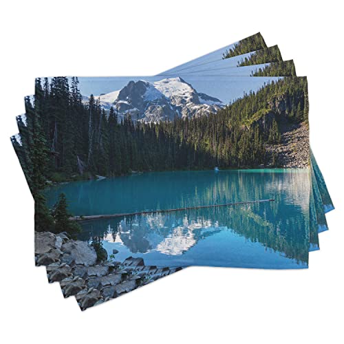ABAKUHAUS Landschaft Platzmatten, See In Nordkanada Mit Dünnen Bäumen Und Schnee Gefrorenen Gebirgen Felsen, Waschbare Stoff Esszimmer Küche Tischdekorations Digitaldruck, Blaugrün Immergrün ABAKUHAUS Landschaft Platzmatten, See In Nordkanada Mit Dünnen Bäumen Und Schnee Gefrorenen Gebirgen Felsen, Waschbare Stoff Esszimmer Küche Tischdekorations Digitaldruck, Blaugrün Immergrün von ABAKUHAUS
