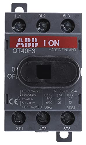 ABB OT40F3 Trennschalter ohne Sicherung 3-polig 40A DIN-Schiene IP 20 11kW 750V ac 3-phasig von ABB