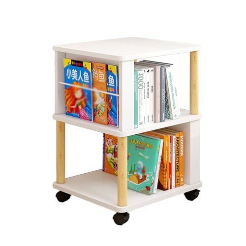 ABBNIA CD-Regal, um 360° drehbar, Aufbewahrung, 2-stöckig, drehbares Bücherregal, Ausstellungsregal, bodenstehendes Bücherregal, geeignet für Büro/Zuhause von ABBNIA