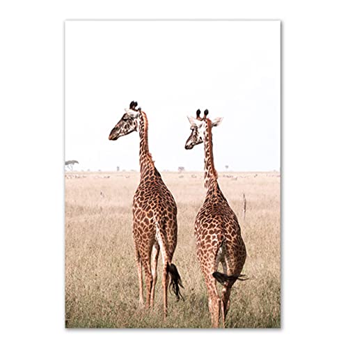 ABCWARRT Afrikanisches Grasland Löwe Niedliches Tierposter Zebra Giraffe Leopard Leinwanddruck Gemälde Natur Ebenen Bild Moderne Wohnkultur (40 * 60cm Kein Rahmen,6) von ABCWARRT