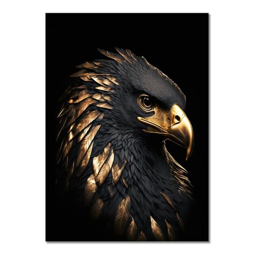 ABCWARRT Moderne abstrakte Kunst Leinwand Malerei Schwarz Gold Tier Poster Eule Tiger Löwe Wolf Adler Zebra Stier Bild Home Wand Dekoration (50 * 70cm Kein Rahmen,2) von ABCWARRT