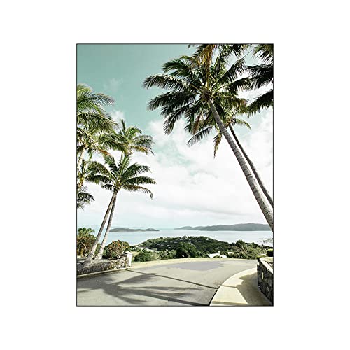 ABCWARRT Nordic Tropical Landschaft Meer Strand Poster Palme Dekorative Malerei Blauer Himmel Wandkunst Wohnzimmer Dekoration Wohnkultur (5,20 * 30cm Kein Rahmen) von ABCWARRT