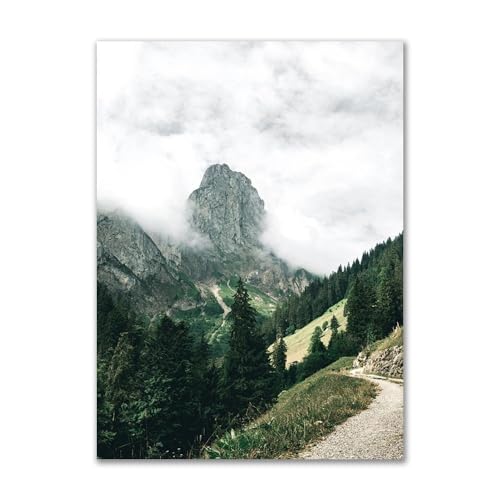 ABCWARRT Nordische Wald Berg Landschaft Leinwand Malerei Natürliche Landschaft Hochland Kuh Poster Galerie Home Wohnzimmer Kunst Dekoration (20 * 30cm Kein Rahmen,7) von ABCWARRT