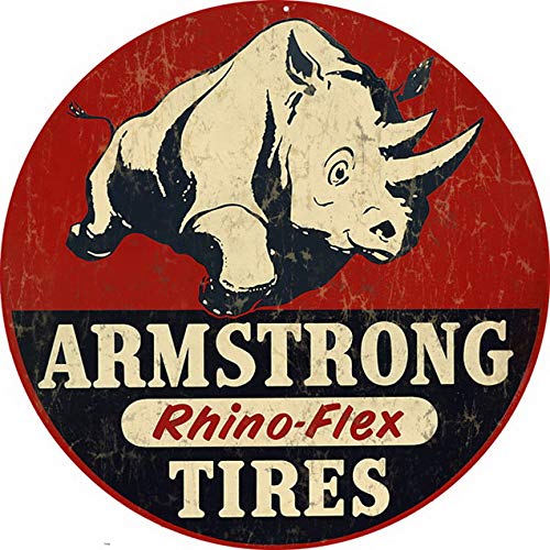 TableRTRADE 30,5 x 30,5 cm Armstrong Rhino-Flex Reifen rund Metall Blechschild Man Cave Garage Oil Station Schild 30,5 x 30,5 cm von ABLERTRADE