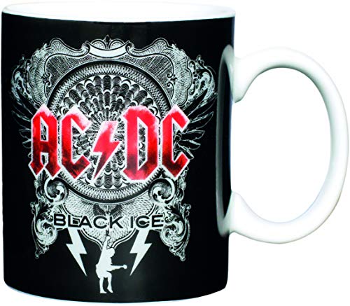 AC/DC Kaffeetasse Black Ice, Porzellan, schwarz, 8 cm, 1 Stück (1er Pack) von AC/DC