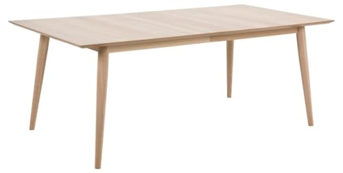 AC Design Furniture Lena Esstisch für 6 Personnen in Eichenfurnier Weiß, Rechteckiger Küchentisch für das Esszimmer, B: 200 x H: 75,3 x T: 100 cm von AC Design Furniture