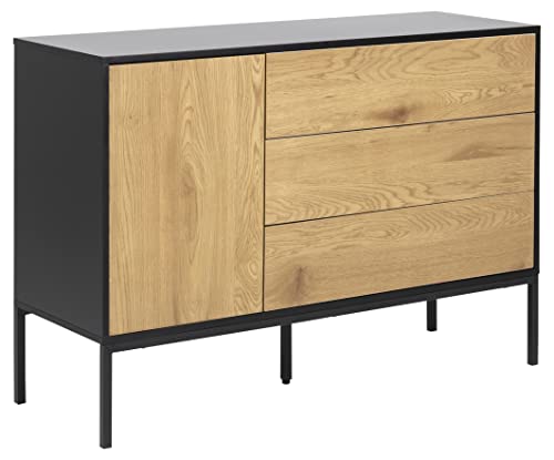 AC Design Furniture Jörn industrielles Sideboard, geräumige Aufbewahrung, Büro- und Wohnzimmermöbel, Sonoma Eiche-Optik/schwarz, Holz/Metall, H:82 x B:40 x L:120 cm, 1 Stück von AC Design Furniture