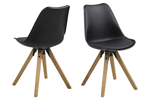 AC Design Furniture Nadia Esszimmerstühle 2er Set, Schwarzes Küchenstühle, Kunstledersitz und Holzbeine, Schwarz/Natur, Esszimmermöbel im Skandinavischer Stil, B: 48,5 x H: 85 x T: 55 cm AC Design Furniture Nadia Esszimmerstühle 2er Set, Schwarzes Küchenstühle, Kunstledersitz und Holzbeine, Schwarz/Natur, Esszimmermöbel im Skandinavischer Stil, B: 48,5 x H: 85 x T: 55 cm von AC Design Furniture