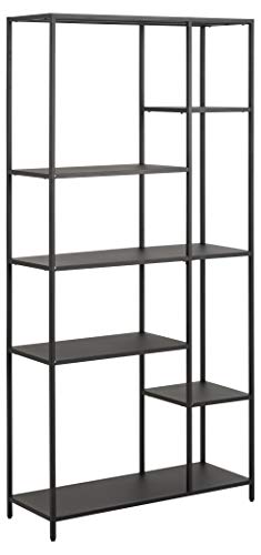 AC Design Furniture Norbert Asymmetrisches Doppel-Bücherregal mit 5 Ablagen, B: 79,5 x H: 165 x T: 30 cm, Schwarz, Metall, 1 Stk. von AC Design Furniture